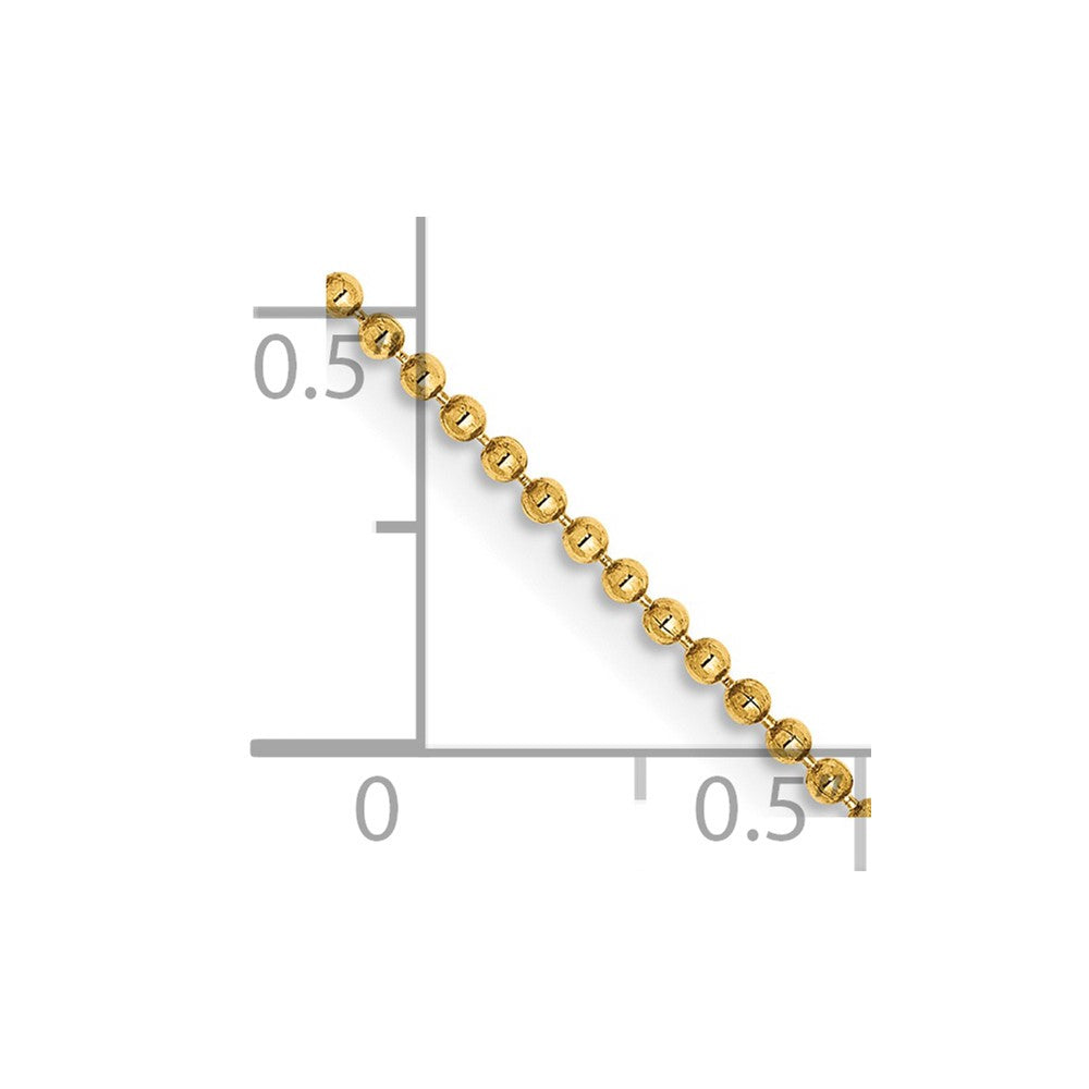 14K Yellow Gold 14 inch 1.2mm Diamond-cut Beaded with Lobter Clasp Pendant Children Necklace Chain Necklace