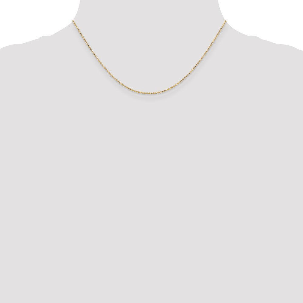 14K Yellow Gold 16 inch 1.2mm Diamond-cut Beaded with Lobter Clasp Pendant Chain Necklace
