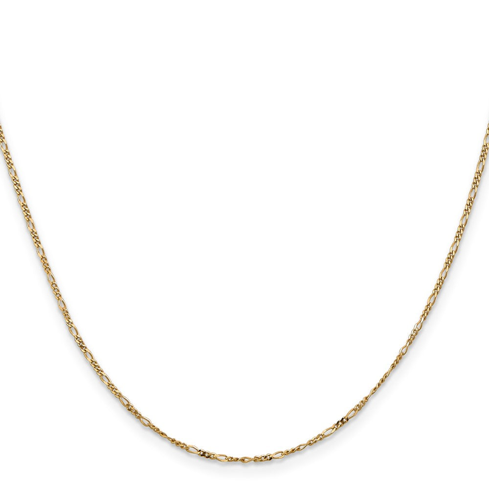 14K Yellow Gold 16 inch 1.25mm Flat Figaro with Spring Pendant Ring Pendant Chain Necklace
