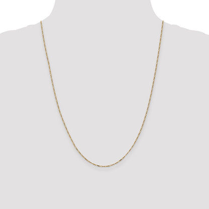 14K Yellow Gold 24 inch 1.25mm Flat Figaro with Spring Pendant Ring Pendant Chain Necklace