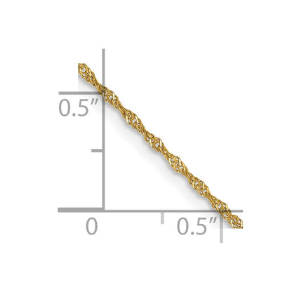 14K Yellow Gold 14 inch 1.10mm Singapore with Spring Ring Clasp Children Necklace Chain Necklace