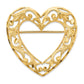 14k Yellow Gold Diamond-cut Polished and Satin Filigree Open Heart Pin Brooch