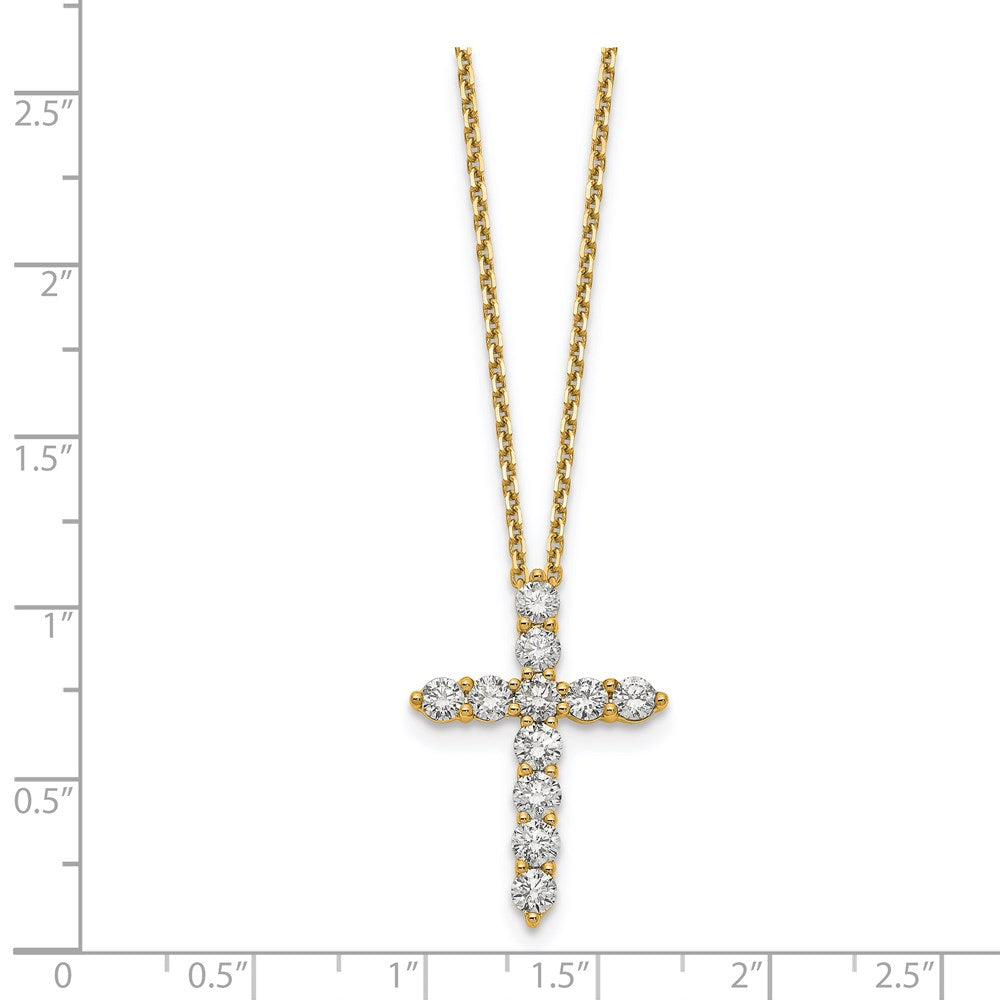 14K Yellow Gold Real Diamond Cross 18 inch Necklace
