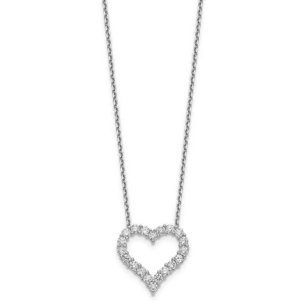 14k White Gold Real Diamond Heart Pendant