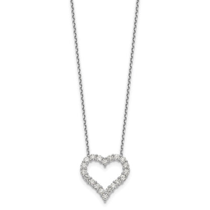14k White Gold Real Diamond Heart Pendant