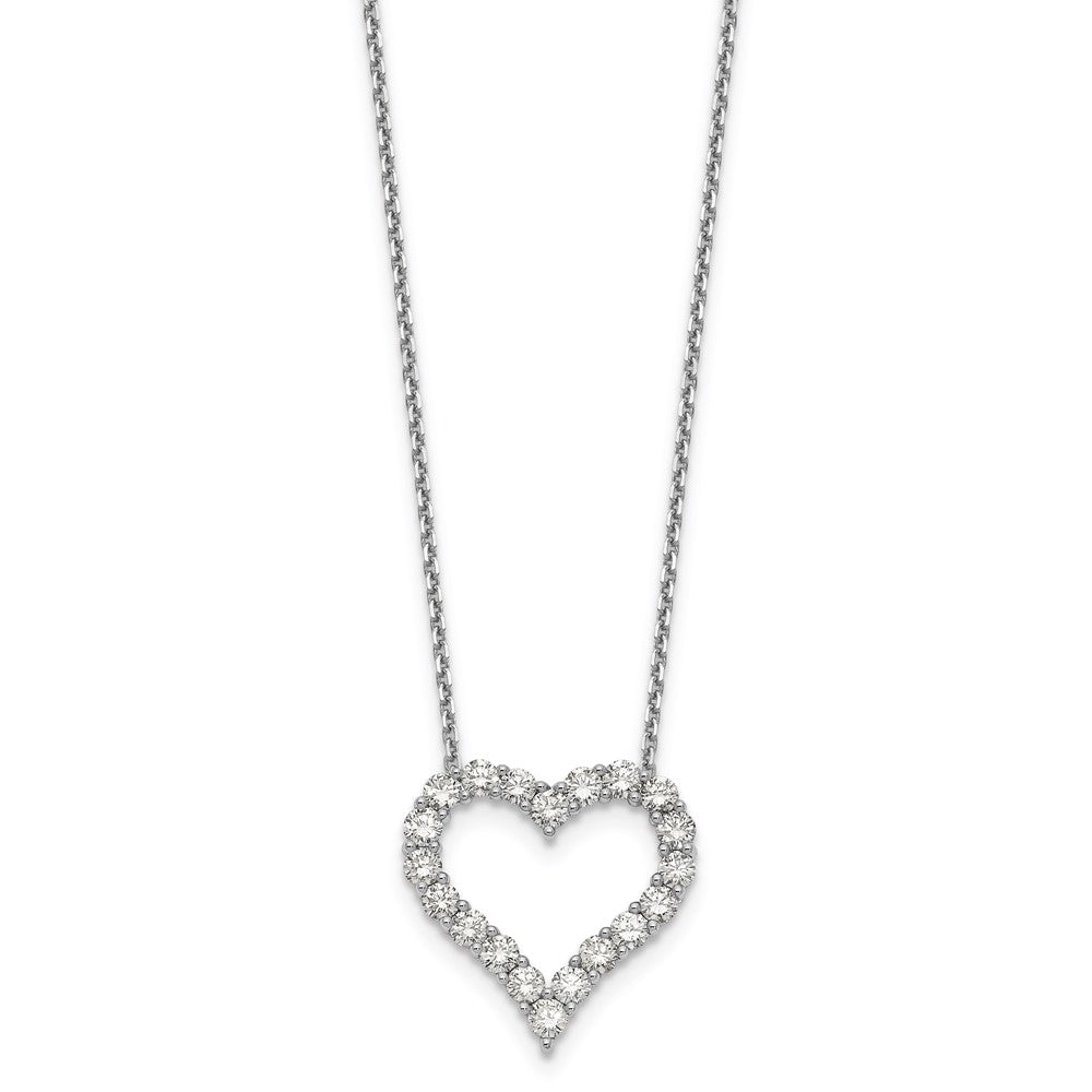14k White Gold Real Diamond Heart Pendant