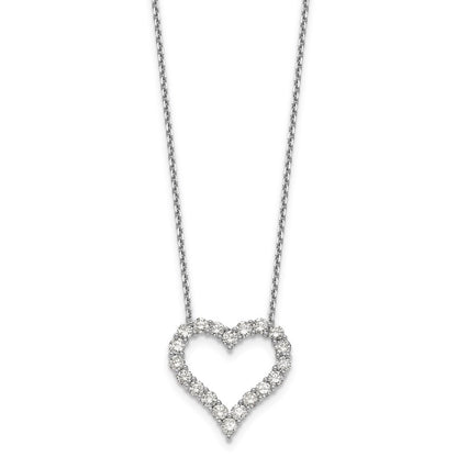 14k White Gold Real Diamond Heart Pendant
