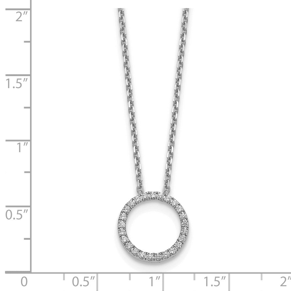 14k White Gold Real Diamond Circle 18 inch Necklace