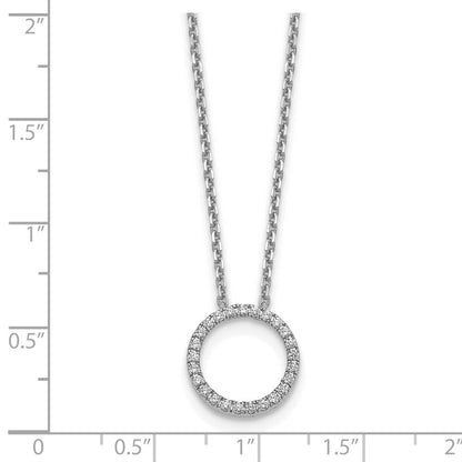 14k White Gold Real Diamond Circle 18 inch Necklace