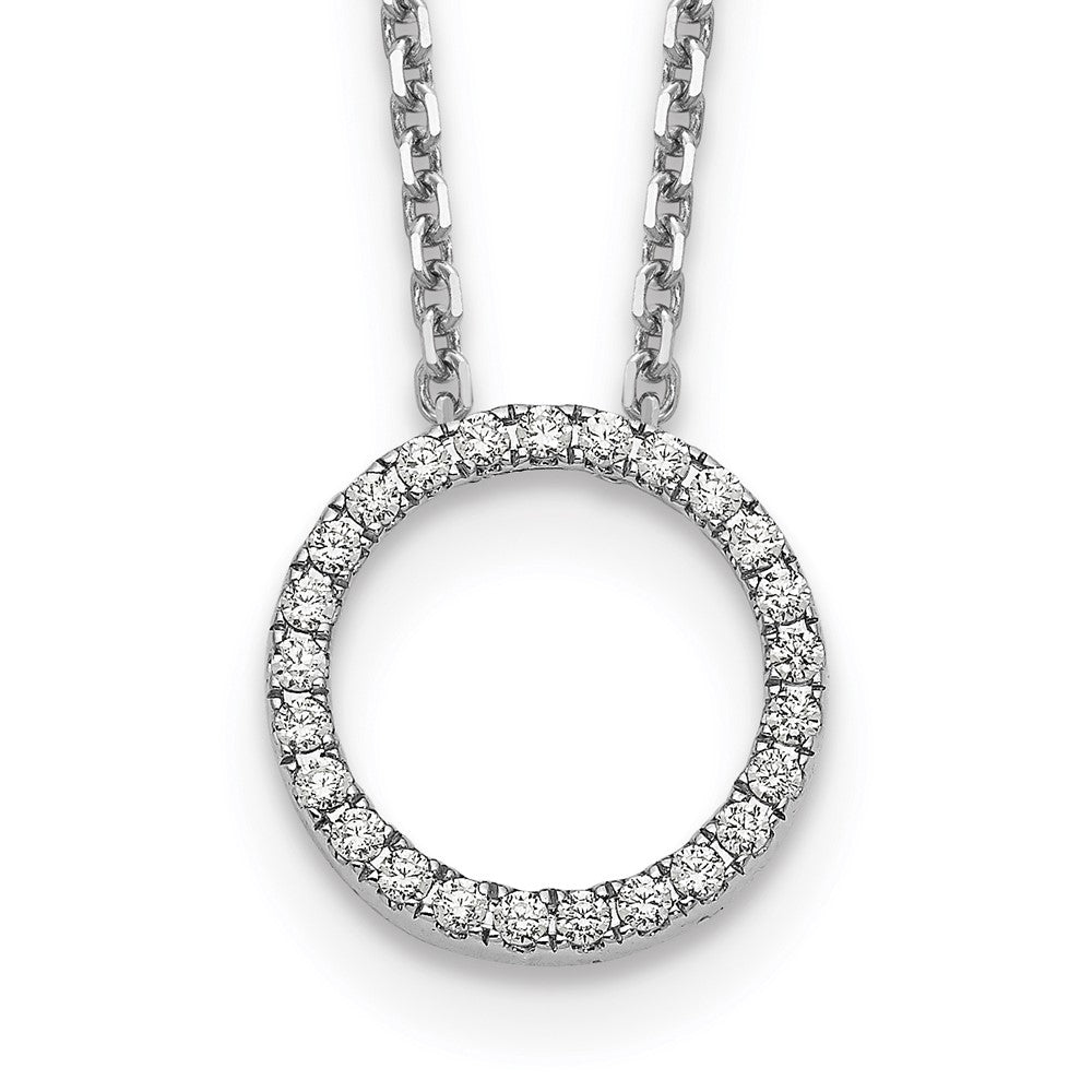 14k White Gold Real Diamond Circle 18 inch Necklace