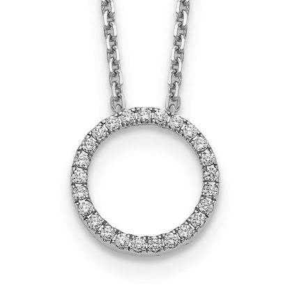 14k White Gold Real Diamond Circle 18 inch Necklace