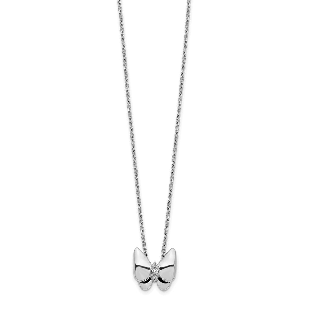 14k White Gold Real Diamond Butterfly Necklace