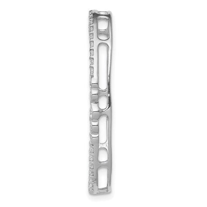 14k White Gold Real Diamond Oval Chain Slide Pendant