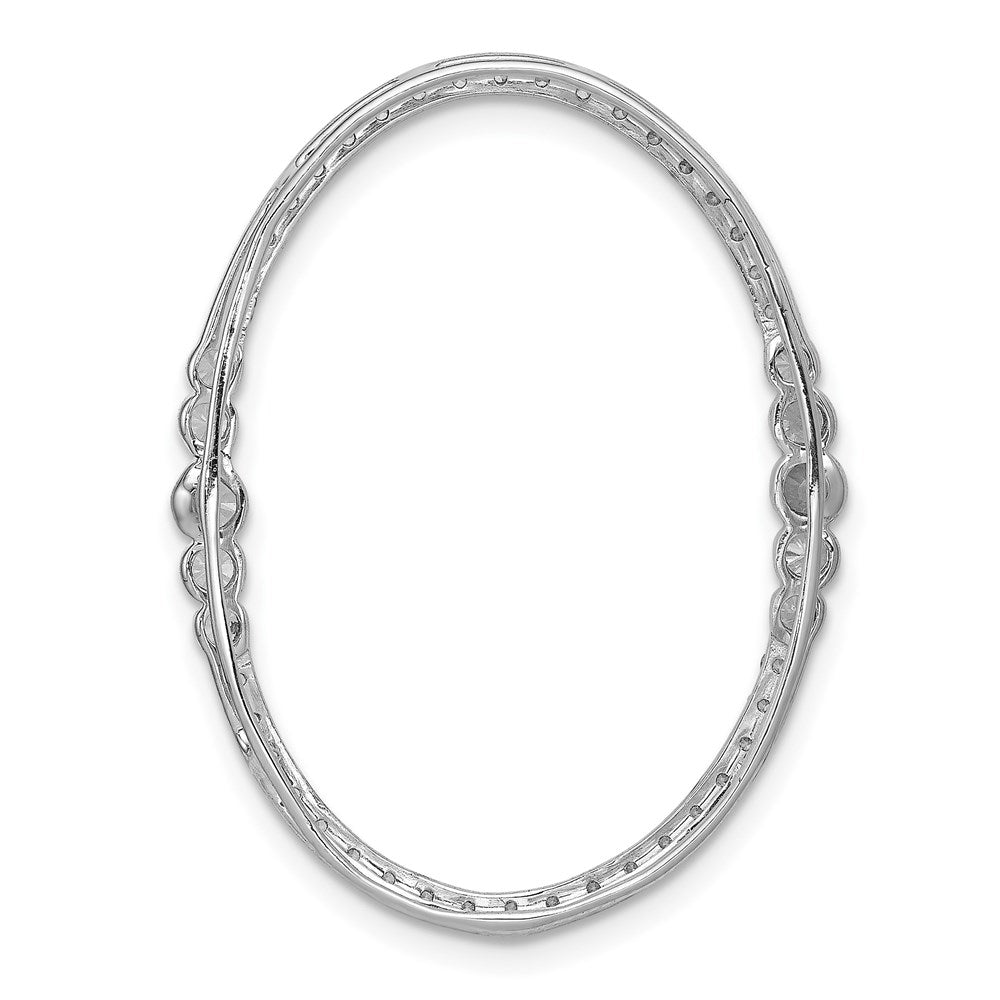 14k White Gold Real Diamond Oval Chain Slide Pendant