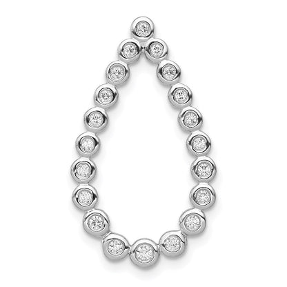 14k White Gold 1/4ct. Real Diamond Teardrop Chain Slide