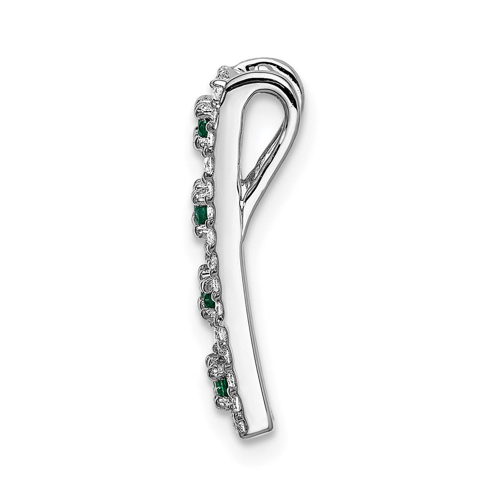 14k White Gold Real Diamond u0026 Emerald Fancy Chain Slide