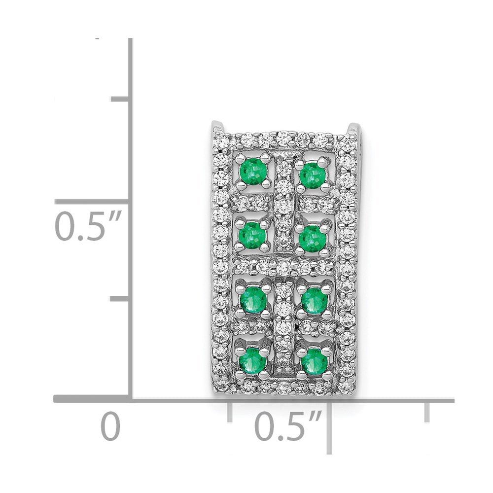14k White Gold Real Diamond u0026 Emerald Fancy Chain Slide