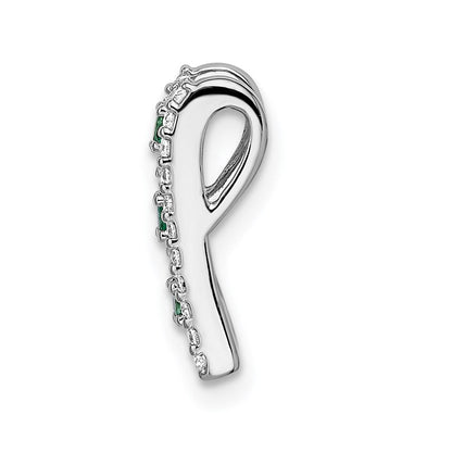 14k White Gold Real Diamond u0026 Emerald Fancy Pendant