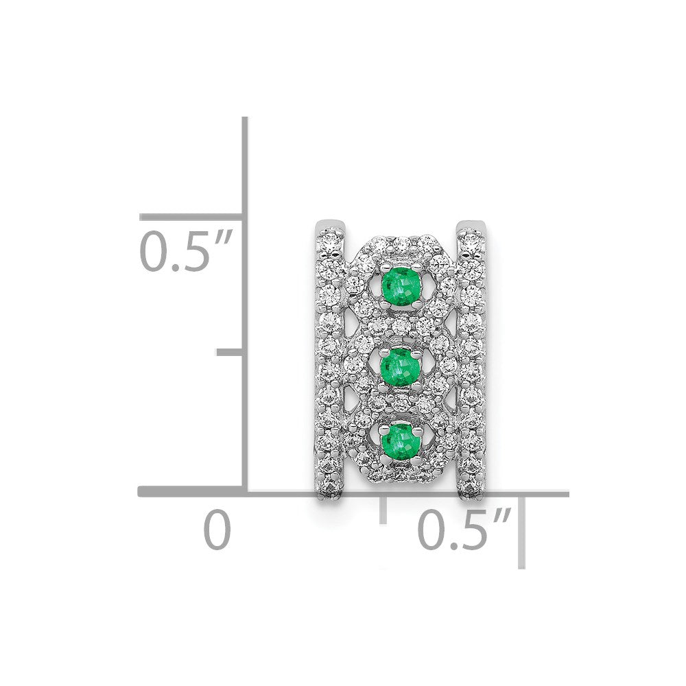 14k White Gold Real Diamond u0026 Emerald Fancy Pendant