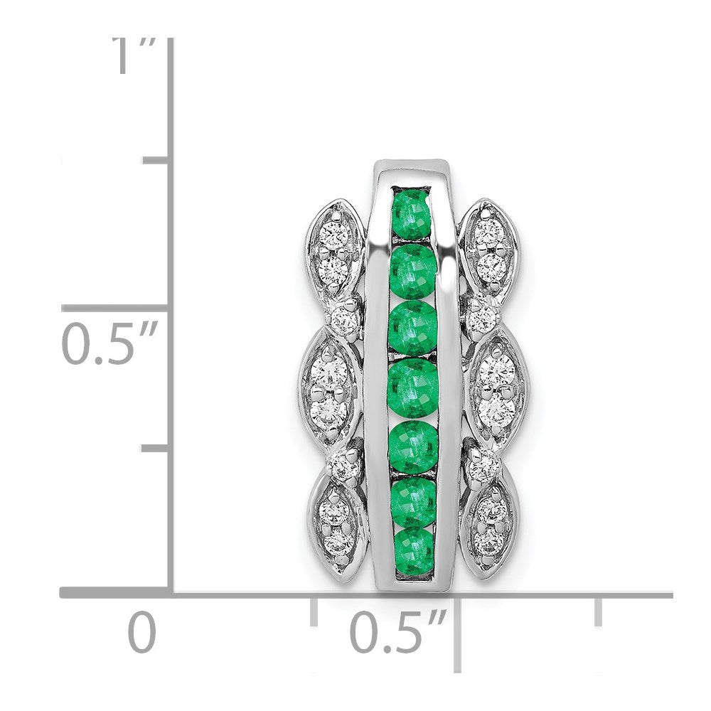 14k White Gold Real Diamond u0026 Emerald Fancy Chain Slide
