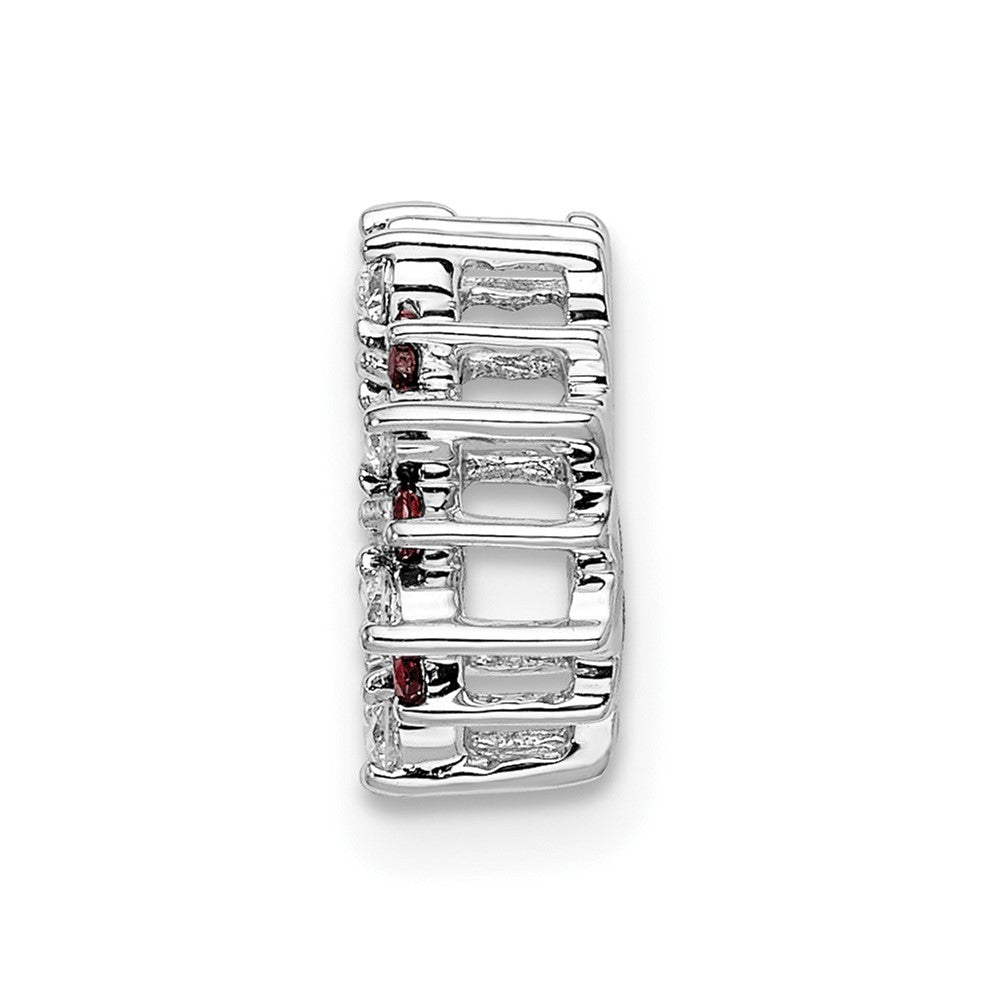 14k White Gold Real Diamond u0026 .08 Garnet Fancy Circle Chain Slide