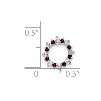 14k White Gold Real Diamond u0026 .08 Garnet Fancy Circle Chain Slide