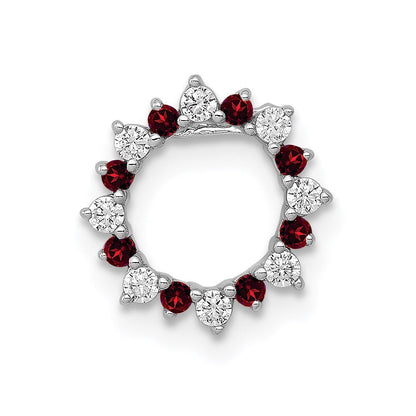 14k White Gold Real Diamond u0026 .08 Garnet Fancy Circle Chain Slide