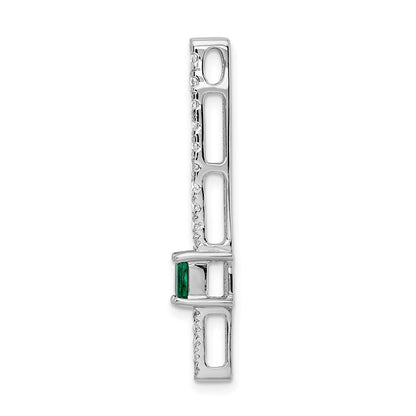 14k White Gold Real Diamond u0026 Rectangle Emerald Fancy Chain Slide