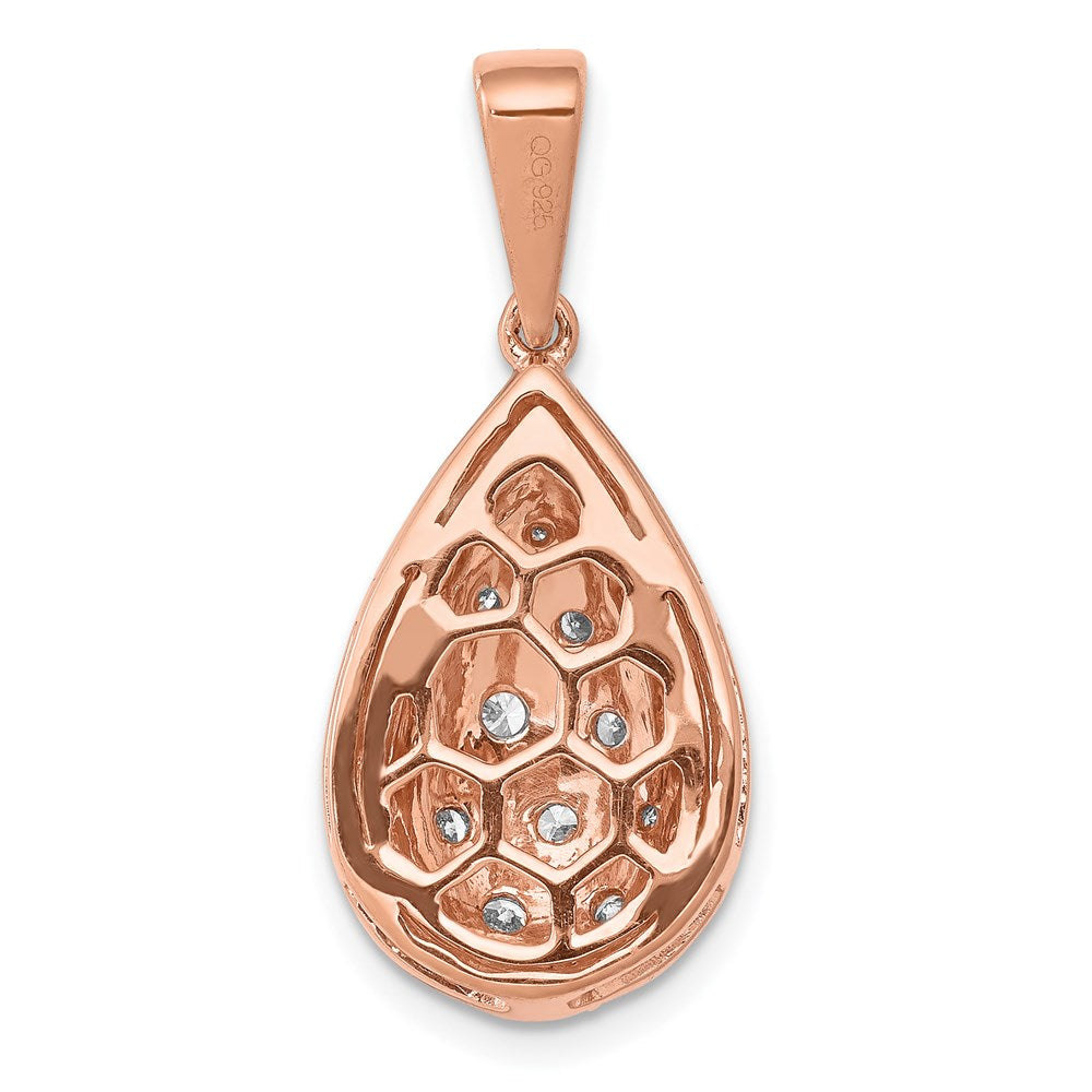 14k Rose Gold 3/8ct. Real Diamond Teardrop Honeycomb Chain Slide