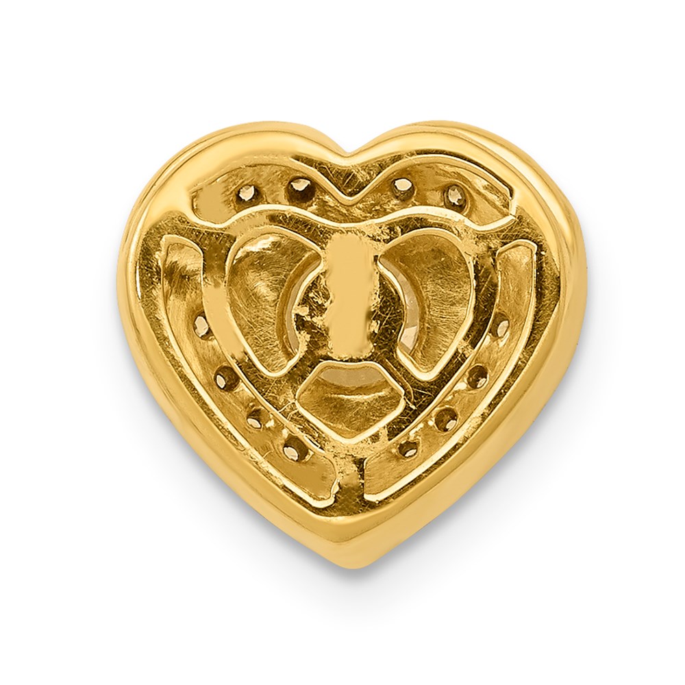 14K Yellow Gold Real Diamond u0026 .50 Ruby Fancy Heart Chain Slide