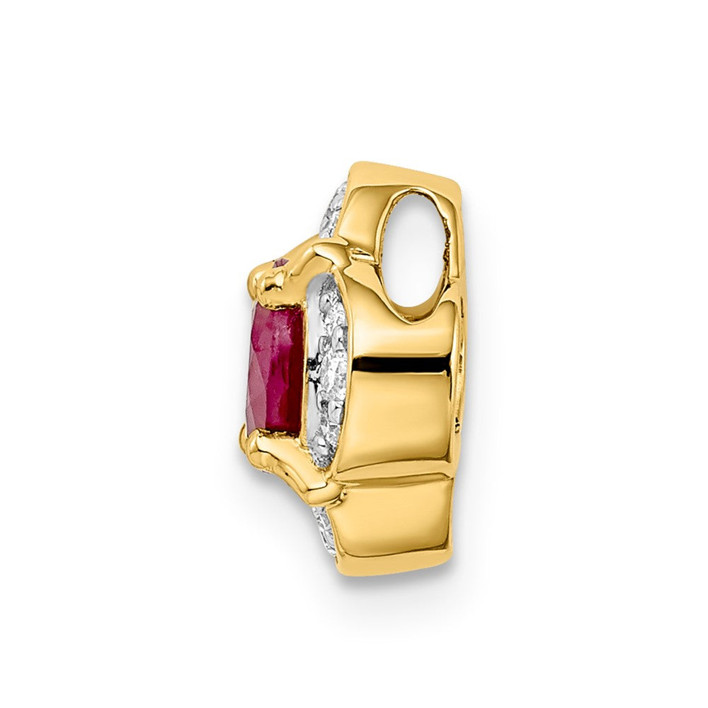 14K Yellow Gold Real Diamond and Ruby Fancy Chain Slide