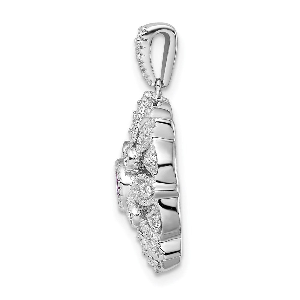 14k White Gold Real Diamond u0026 .25 Amethyst Fancy Pendant