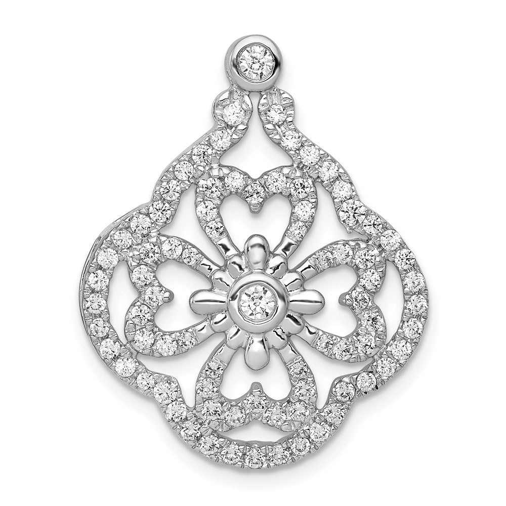 14k White Gold 1ct. Real Diamond Fancy Chain Slide