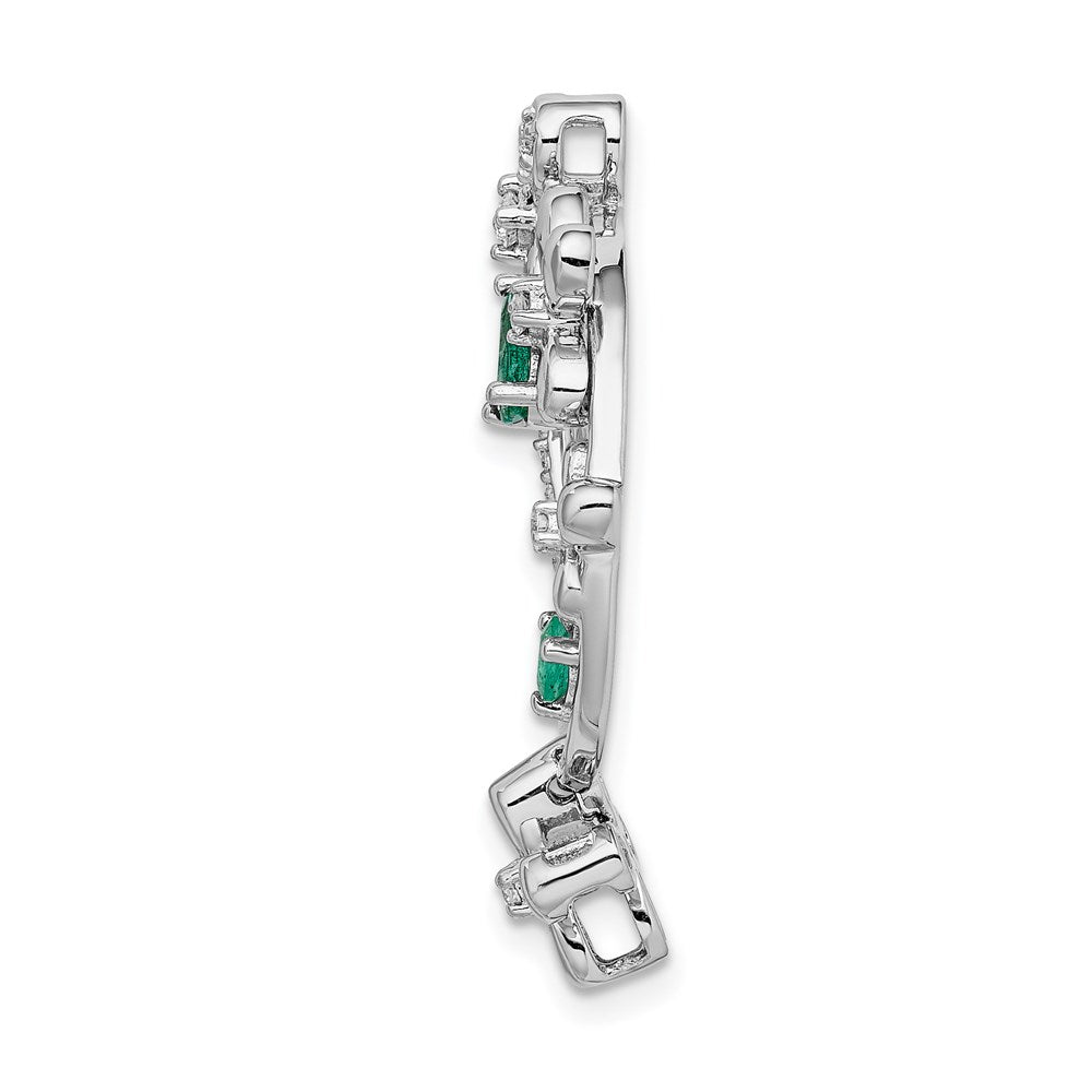 14k White Gold Real Diamond u0026 Emerald Flower Pendant