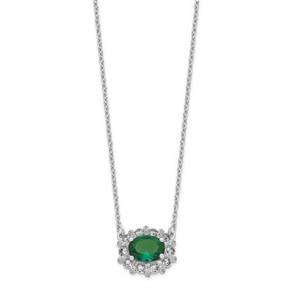 14k White Gold Real Diamond u0026 Emerald Necklace