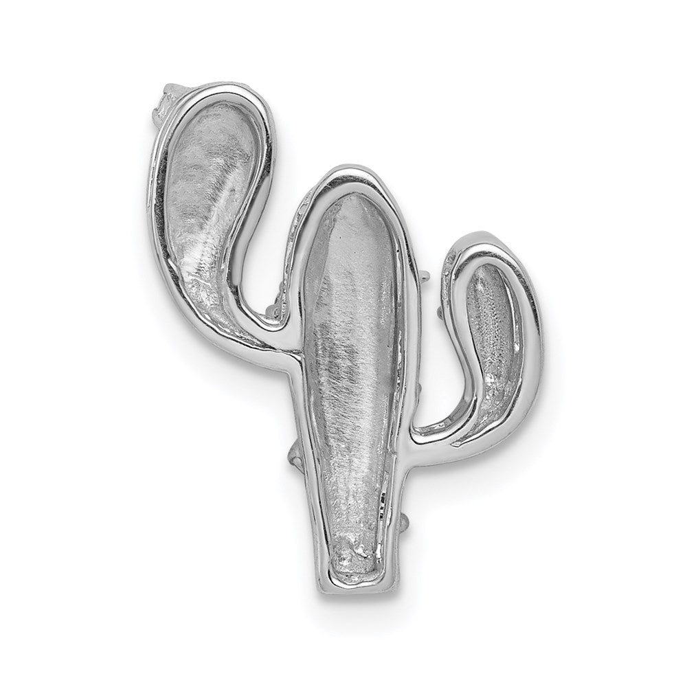 14k White Gold 1/10ct. Real Diamond Cactus Pendant