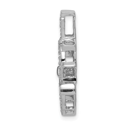 14k White Gold Real Diamond Mariners Anchor Chain Slide