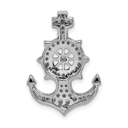 14k White Gold Real Diamond Mariners Anchor Chain Slide