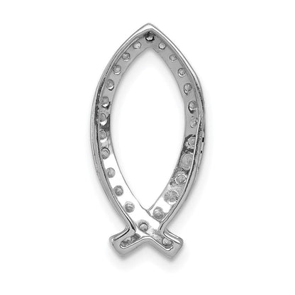 14k White Gold 1/3ct. Real Diamond Ichthus Chain Slide