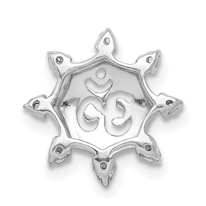 14k White Gold 1/10ct. Real Diamond Om Symbol Chain Slide