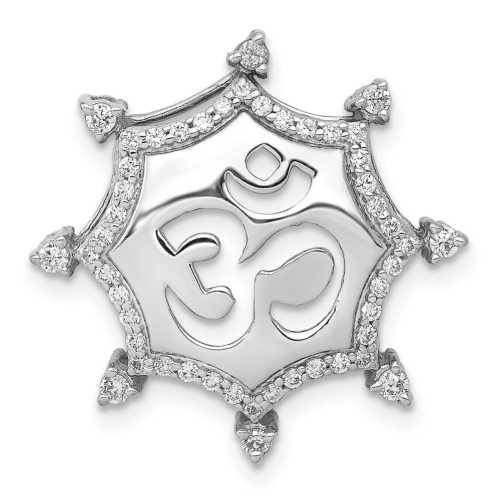 14k White Gold 1/3ct. Real Diamond Om Symbol Chain Slide