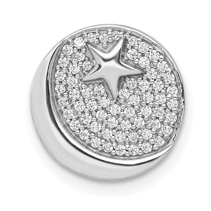 14k White Gold Real Diamond Star u0026 Crescent Chain Slide