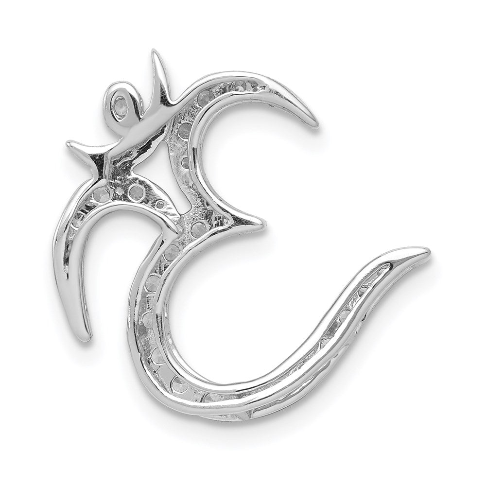 14k White Gold 3/8ct. Real Diamond Om Symbol Chain Slide