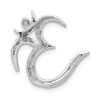 14k White Gold 3/8ct. Real Diamond Om Symbol Chain Slide