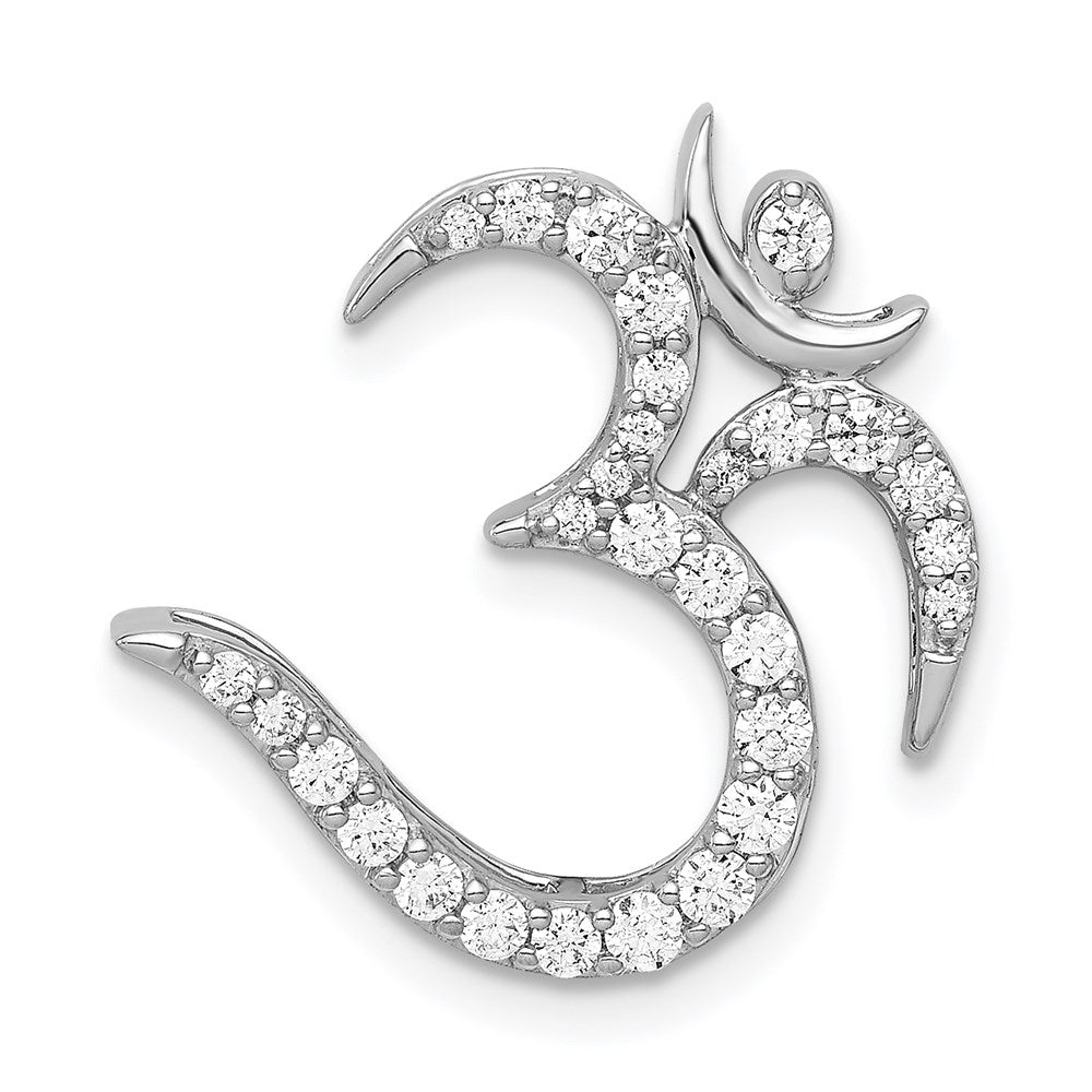 14k White Gold 3/8ct. Real Diamond Om Symbol Chain Slide