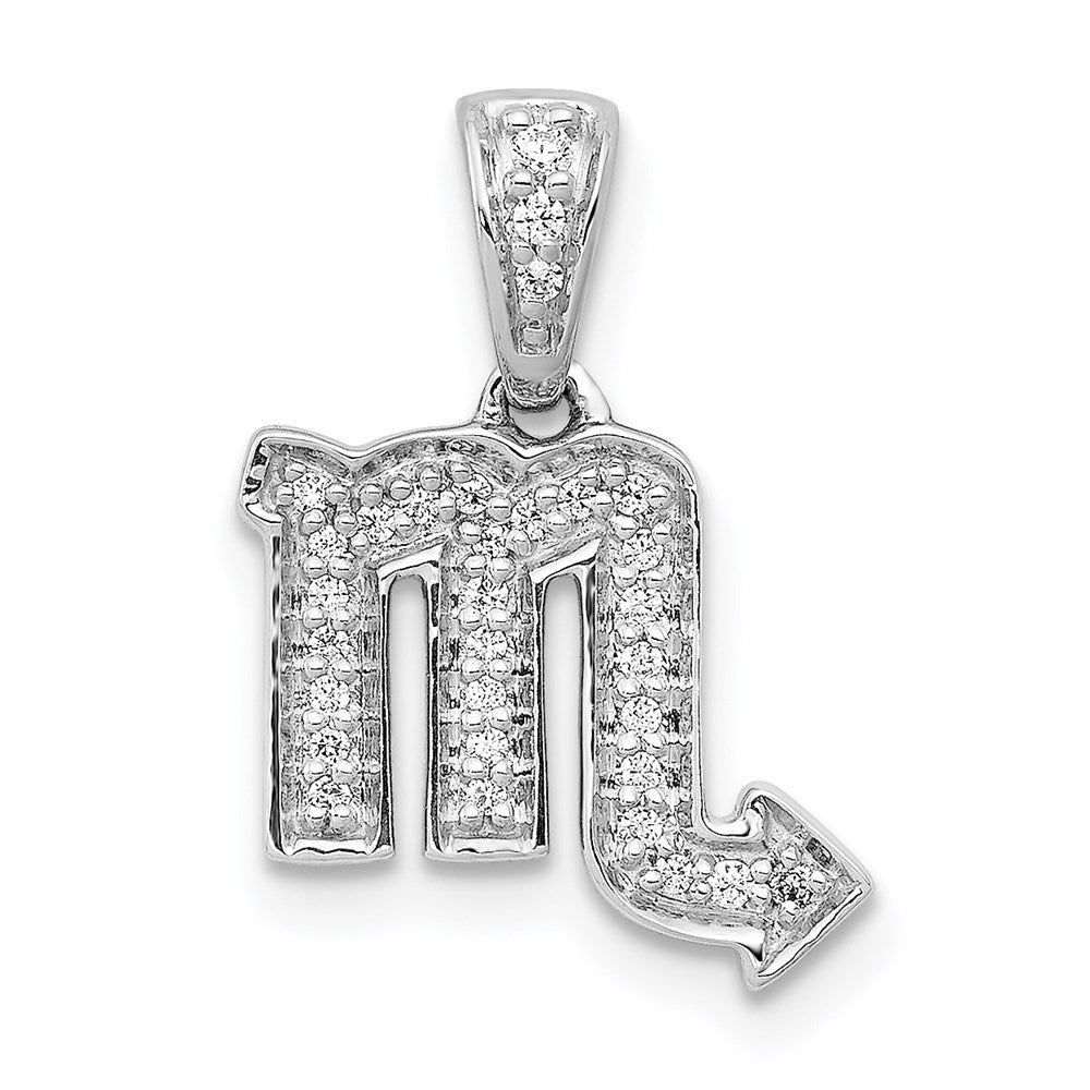 14k White Gold Real Diamond Scorpio Pendant
