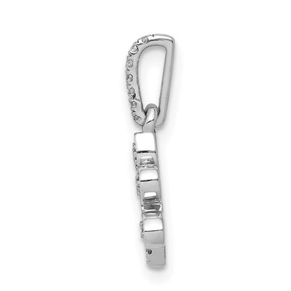14k White Gold 1/10ct. Real Diamond Paw Print Pendant