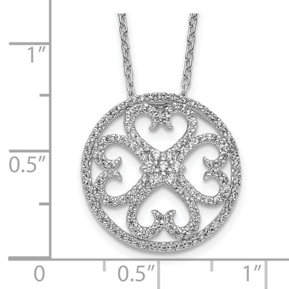 14k White Gold Real Diamond Vintage Hearts Pendant