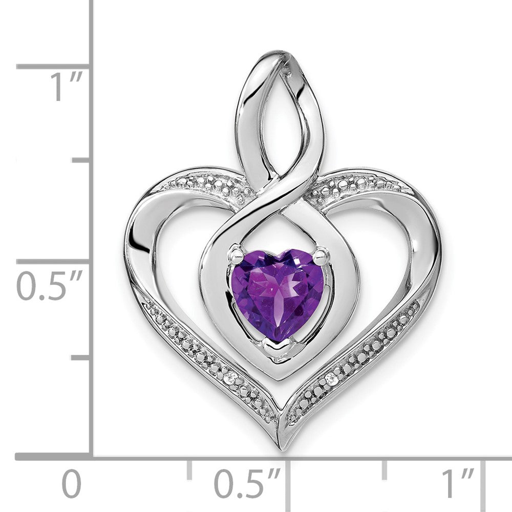 Sterling Silver Amethyst and Real Diamond Pendant