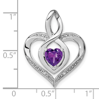 Sterling Silver Amethyst and Real Diamond Pendant